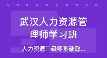 武汉人力资源考试培训 武汉人力资源考证